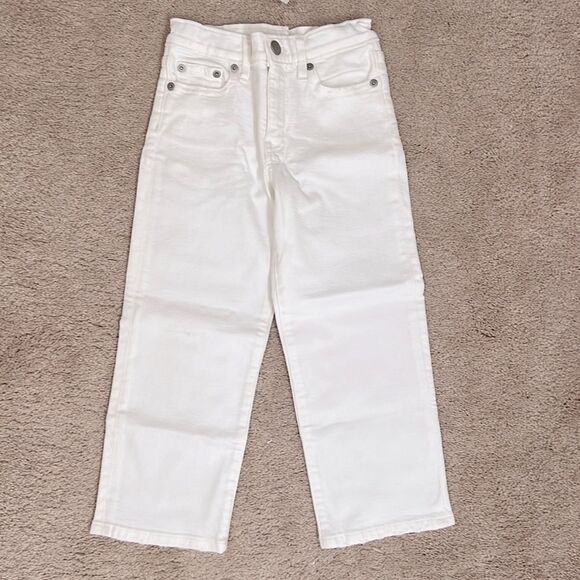 J. Crew Crewcuts Girls' slim wide-leg jean in white Size 6 Kids - Picture 3 of 6